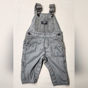 OshKosh B'gosh 9M Gray Overalls Snap Leg Vestbak Neutral Coastal Baby Heritage